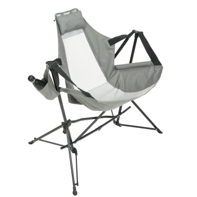 Steel Folding Hammock Camping Chair with Portable Rocking Design, Grey