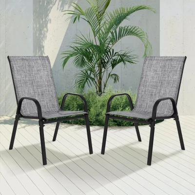 2-Piece Patio Chairs Set with Breathable Textilene Fabric, Grey