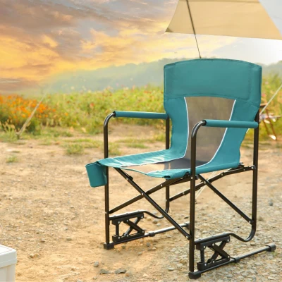 Outdoor Freestyle Rocker Camping Chair with Armrests and Backrest, Blue