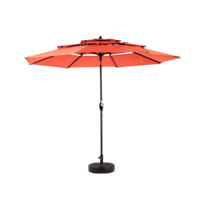 10 ft 3-Tier Auto-Tilt Patio Umbrella with Crank System, Orange