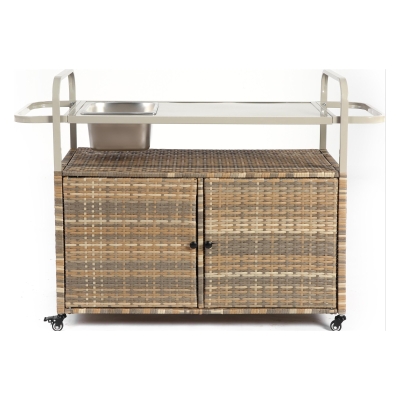 Outdoor Bar Table with Steel Top, Beige