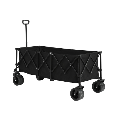 Foldable Extended Wagon with All-Terrain Beach Wheels, Black