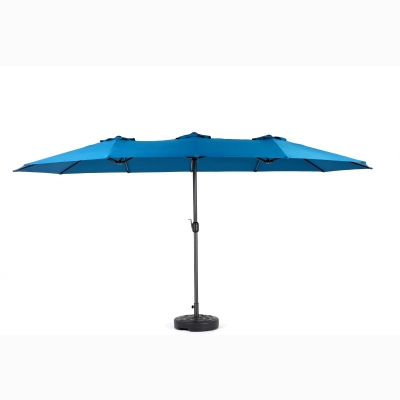 14.8 ft Double-Sided Outdoor Patio Umbrella with Crank System, Dark Blue