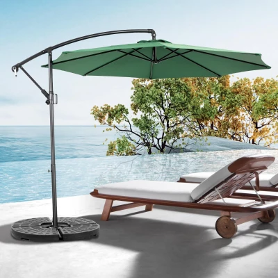 10ft Offset Hanging Market Patio Umbrella with Easy Tilt Adjustment, Dark Green