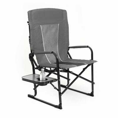 Camping Director's Chair with Side Table and Pocket, Grey