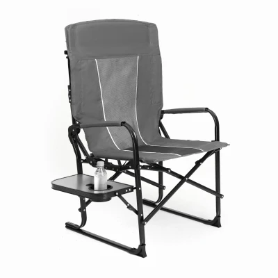 Camping Director's Chair with Side Table and Pocket, Grey