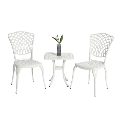 3-Piece Bistro Set with 2 Chairs and 1 Round Table, White