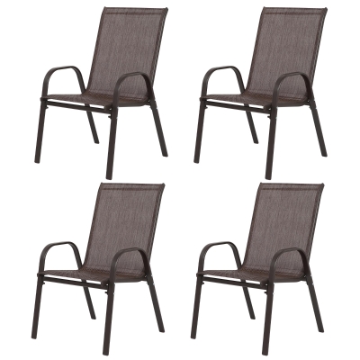 4-Piece Patio Chairs Set with Breathable Textilene Fabric, Brown