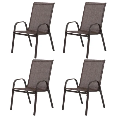 4-Piece Patio Chairs Set with Breathable Textilene Fabric, Brown