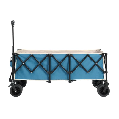 Foldable Extended Wagon with Big All-Terrain Beach Wheels, Blue