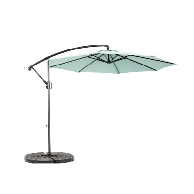 10ft Offset Hanging Market Patio Umbrella with Easy Tilt Adjustment, Light Green