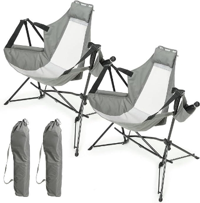 Set of 2 Hammock Camping Chair with Adjustable Back, Grey