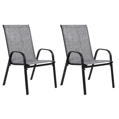 2-Piece Patio Chairs Set with Breathable Textilene Fabric, Grey