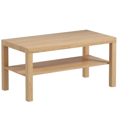 HOMCOM 2 Tier Coffee Table with Storage Shelf, Rectangular Center Table for Living Room, Home Office Furniture Nature Wood