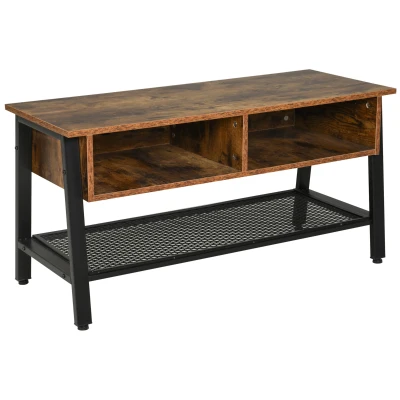 HOMCOM Industrial TV Stand, TV Console Table for TV up to 45'' Flat Screen, Entertainment Center for Living Room, Bedroom, Rustic Brown