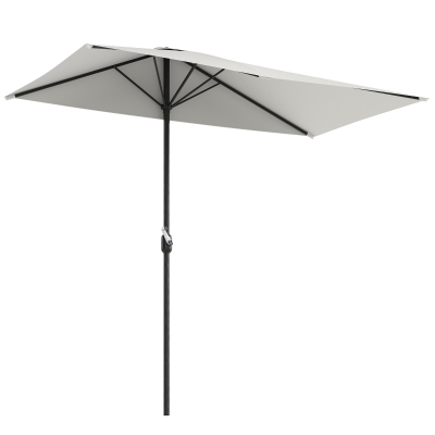 Outsunny 8ft Half Umbrella Outdoor Balcony Parasol Patio Garden Outdoor Window Sun Shade w/ 5 Ribs, Cream White