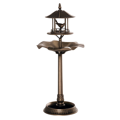Outsunny 3-in-1 Garden Bird Bath Bowl Pedastal with Bird Feeder, Large Water Basin, & Underneath Flower Planter, Gold