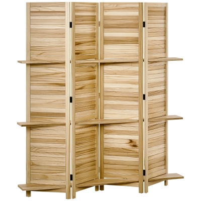 HOMCOM 4-Panel Folding Room Divider, 5.6 Ft Wood Privacy Screen