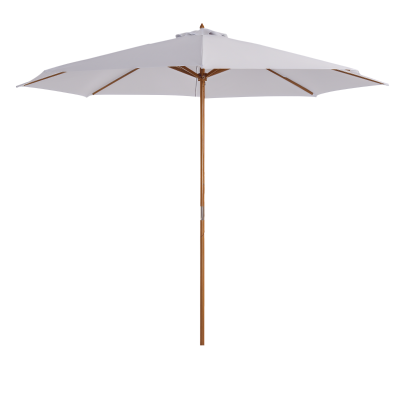 Outsunny 10' x 8' Bamboo Wooden Round Market Patio Sun Umbrella Garden Parasol Outdoor Sunshade Canopy, White