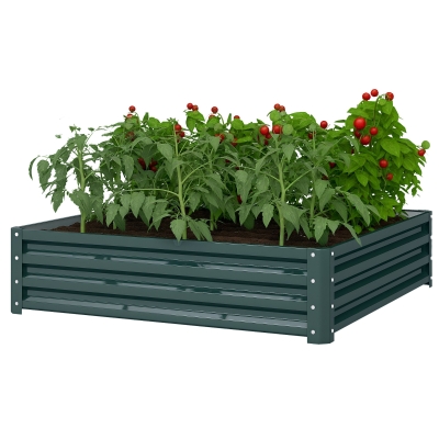 Outsunny 4' x 4' Metal Raised Garden Bed, Planter Box, Green