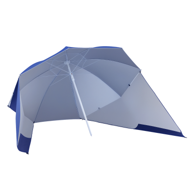 Outsunny 7.5ft 2-in-1 Umbrella Shelter Beach Sport Umbrella with Silver Coated UV50 Protection, Blue
