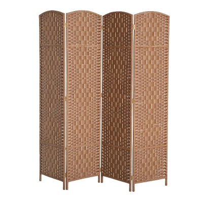 HOMCOM 6FT Tall Folding Room Divider, Wicker Weave Privacy Screen