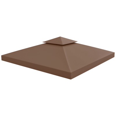 Outsunny 10' x 10' Square 2-Tier Gazebo Canopy Replacement Top Cover Outdoor Garden Sun Shade, Coffee