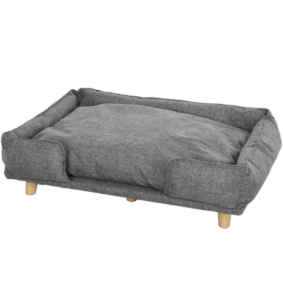 PawHut Washable Dog Sofa for Large Dogs, Elevated Pet Couch with Anti-slip Foot Pads, Dark Grey
