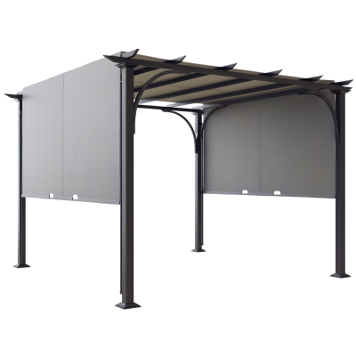 Outsunny 10' x 10' Outdoor Pergola Patio Gazebo Canopy Sun Shelter, Steel Frame, Grey