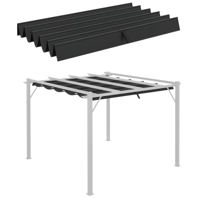Outsunny Retractable Replacement Pergola Canopy for 10' x 10' , Pergola Cover Replacement, Dark Grey