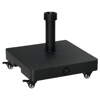 Outsunny Square Parasol Base Portable Umbrella Stand Weights for Cantilever Banana Parasol with Wheels, Water or Sand Filled, for Φ0.75'', Φ1.5'' Poles, Black