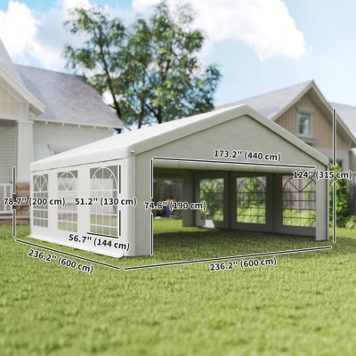 Outsunny 20' x 20' Heavy-duty Large Outdoor Carport Garage