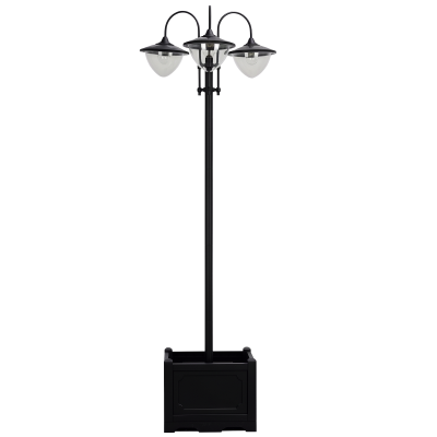 Outsunny 74.5" Solar Lamp Post Light with Planter, Black