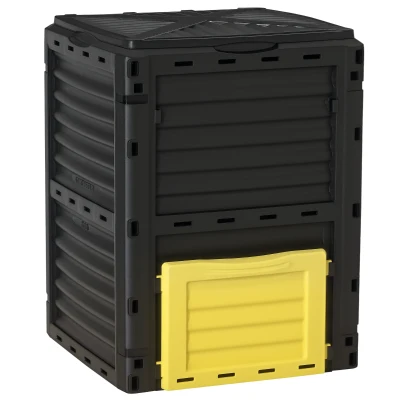 Outsunny Garden Compost Bin Large Outdoor Compost Container 80 Gallon Fast Creation of Fertile Soil Aerating Compost Box, Yellow