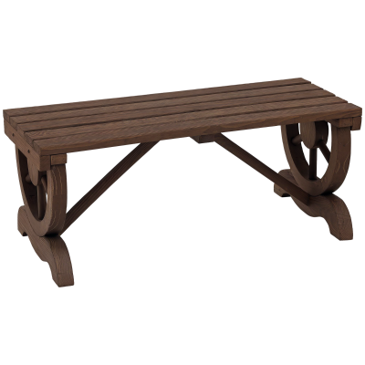 Outsunny Rustic Wood Wheel Outdoor Garden Bench for 2-Person with a Unique Wheel Design on the Legs & Strong Build, Brown