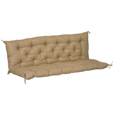 Outsunny Porch Swing Cushion Garden Bench Cushion with Backrest, Non-Slip 3-Seater Thick Pad, Swing Chair Mat Replacement for Indoor and Outdoor, 59.1" x 38.6", Khaki
