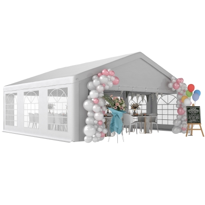 Outsunny 20' x 20' Heavy-Duty Wedding Tent, White Gazebo