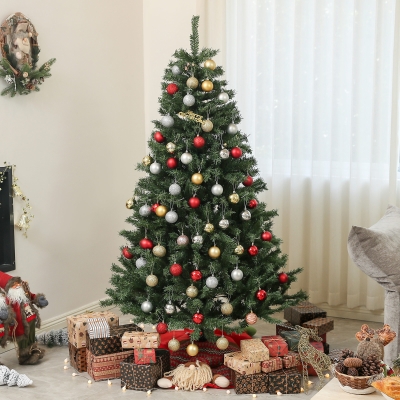 HOMCOM 6ft Artificial Christmas Trees with Auto Open and Steel Base, Green