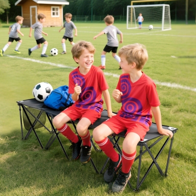 Outsunny Portable 4-Seater Folding Camping Chair, Team Bench Chair with Carry Bag for Soccer Football Team, No Assembly