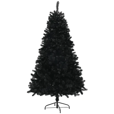 HOMCOM 5ft Artificial Christmas Trees with Auto Open and Steel Base, Black