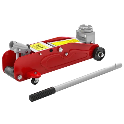 HOMCOM Low Profile Jack, Hydraulic Racing Floor Jack, 4.7"-11.8" Lifting Range, 2 Ton (4,000 lb) Capacity, Red