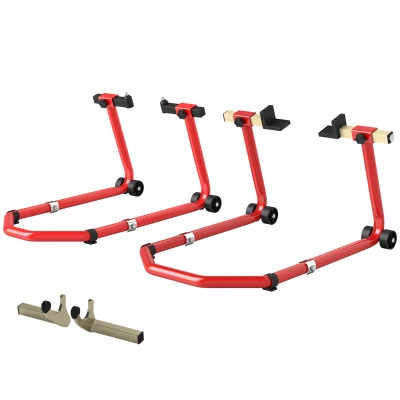 HOMCOM Motorcycle Stand Lift, 850 lbs Capacity Front & Rear Combo Wheel Paddock Stand Lift for Dirt Bikes, Red