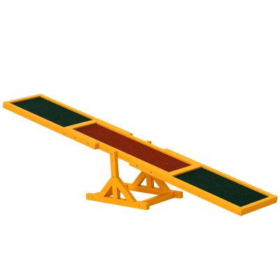 PawHut Wood Pet Seesaw Platform Dog Agility Training Equipment Run Game Toy Weather Resistant Pet Supplies Natural