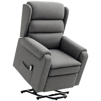 HOMCOM Lift Chair for Elderly, Power Chair Recliner with Footrest, Remote Control, Side Pockets for Living Room, Grey