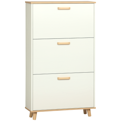 HOMCOM Modern Shoe Cabinet with 3 Flip Drawers and Adjustable Shelf, 12 Pair Shoe Storage Cabinet for Hallway, Entryway, White