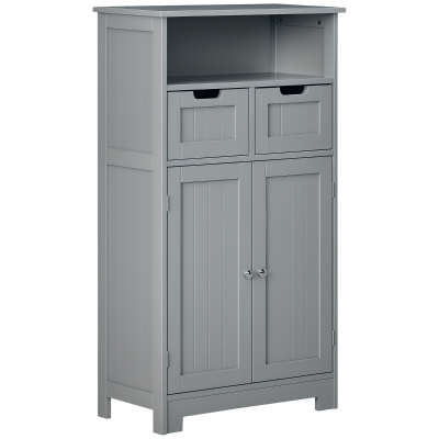 kleankin Freestanding Bathroom Cabinet with Adjustable Shelf and Drawers, Small Cabinet for Bathroom, Living Room, Grey