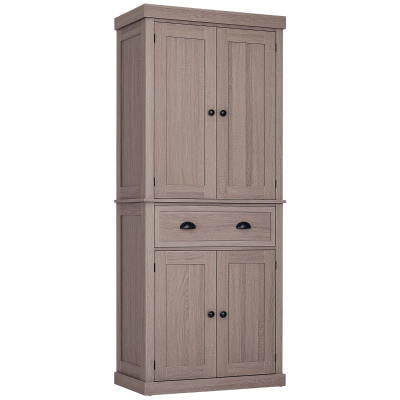 HOMCOM Long Standing Kitchen Cabinet w/ 2 Drawers MDF Board, Wood Grain