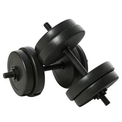 Soozier Adjustable 2 x 22lbs Weight Dumbbell Set for Weight Fitness Training Exercise Fitness Home Gym Equipment, Black (Pair)