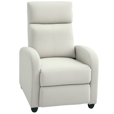 HOMCOM Fabric Recliner Chair Manual Home Theater Seating Single Reclining Sofa Chair with Padded Seat for Living Room, Cream White