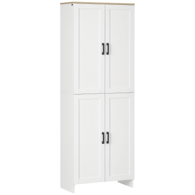 HOMCOM 67" 4-Door Kitchen Pantry Cabinet, Freestanding Storage Cabinet Cupboard with Adjustable Shelves, White